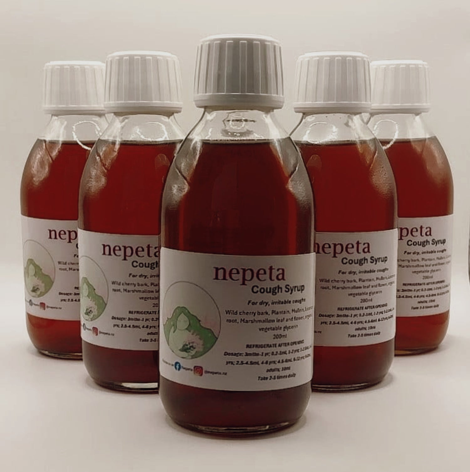 cough syrup front white background